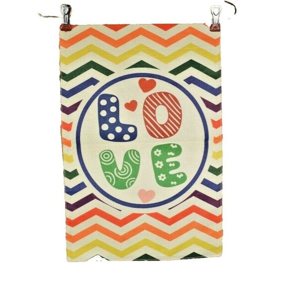 Love 13 x 18 inch Double Sided Nylon Burlap Decorative Garden Flag - Picture 2 of 2